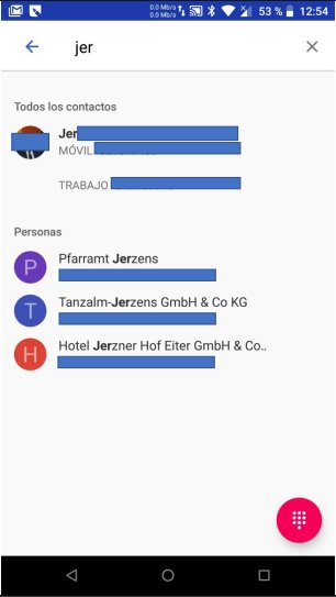 Sección Personas en la búsqueda de contactos de Lineage OS