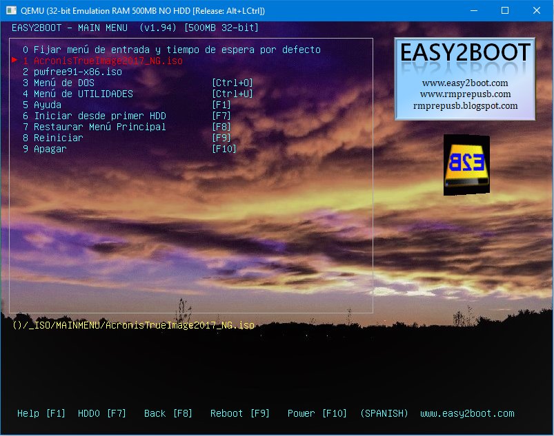 Captura de E2B en QEMU.