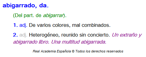 Definición de Abigarrado